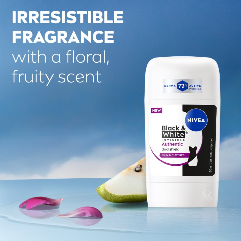 NIVEA Black & White Authentic tuhý antiperspirant 72h 50 ml (obrázek 4)