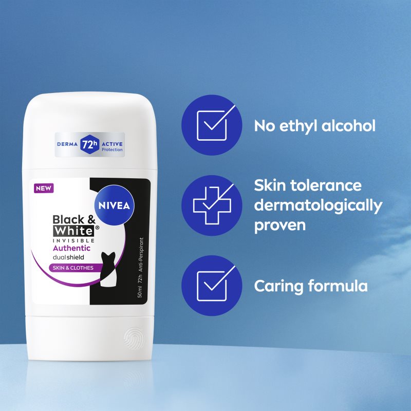 NIVEA Black & White Authentic tuhý antiperspirant 72h 50 ml (obrázek 6)