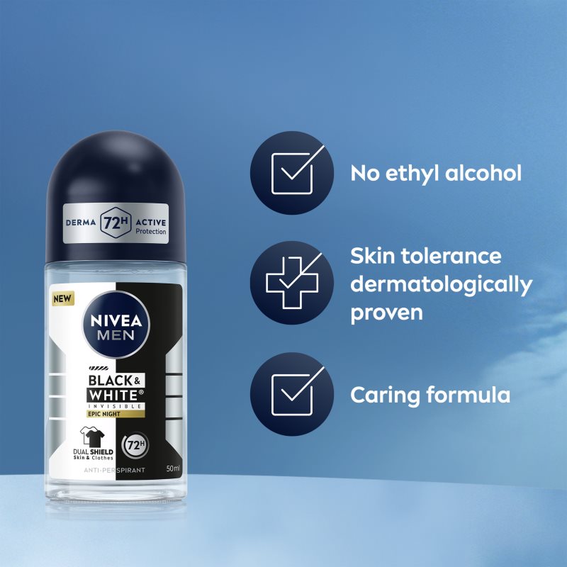 NIVEA MEN Black & White Epic Night antiperspirant roll-on 72h 50 ml (obrázek 5)