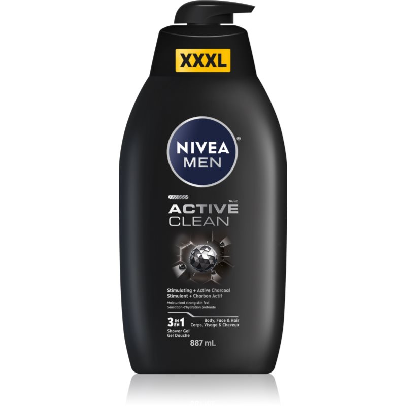 NIVEA MEN Active Clean Duschgel für Herren 887 ml