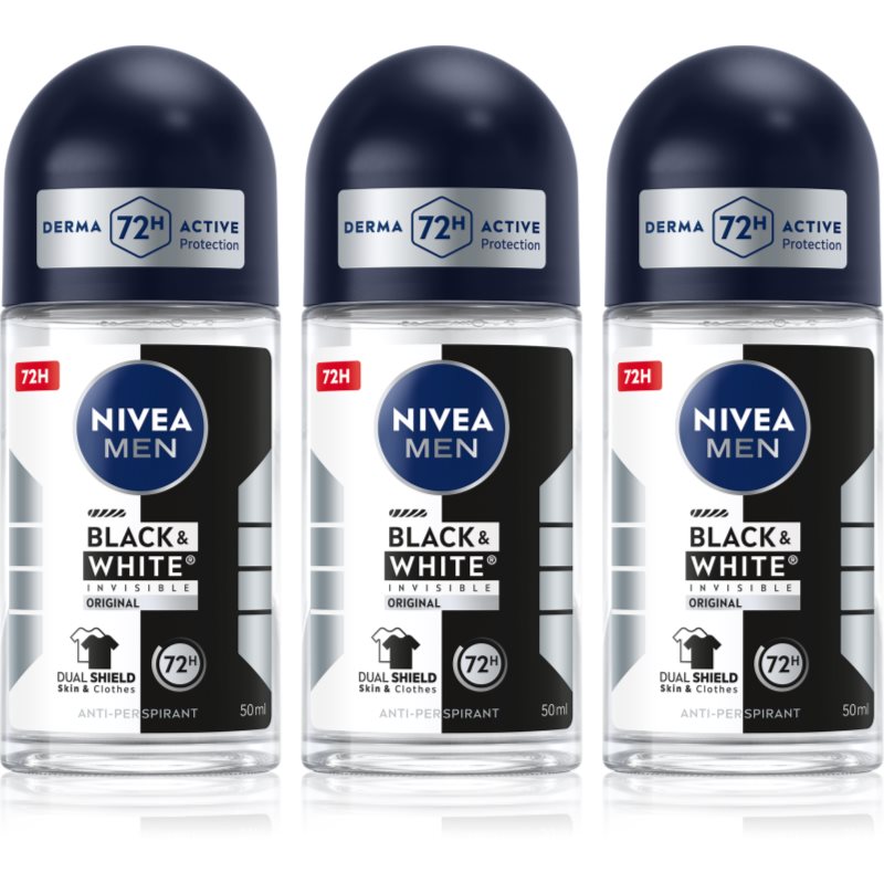 NIVEA MEN Black & White Invisible Original Antitranspirant Deoroller vorteilhafte Packung