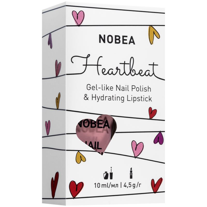 

NOBEA Heartbeat набір лак для нігтів і зволожувальна помада Pure Nude відтінок