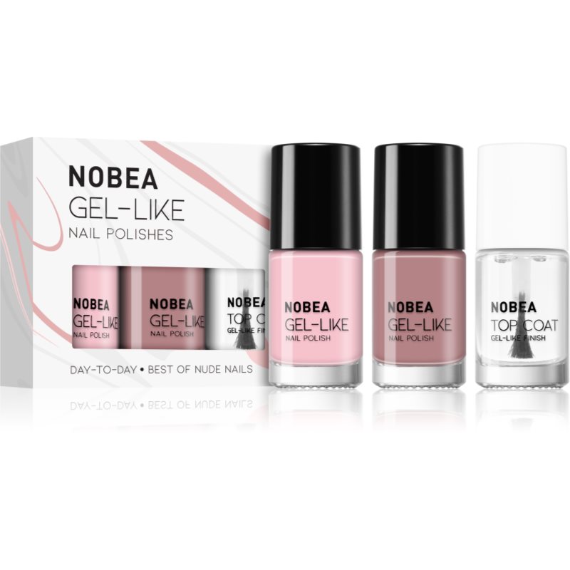 NOBEA Day-to-Day 3-Piece Nail Polish set with Top coat Σετ βερνίκι νυχιών Best of Nude Nails