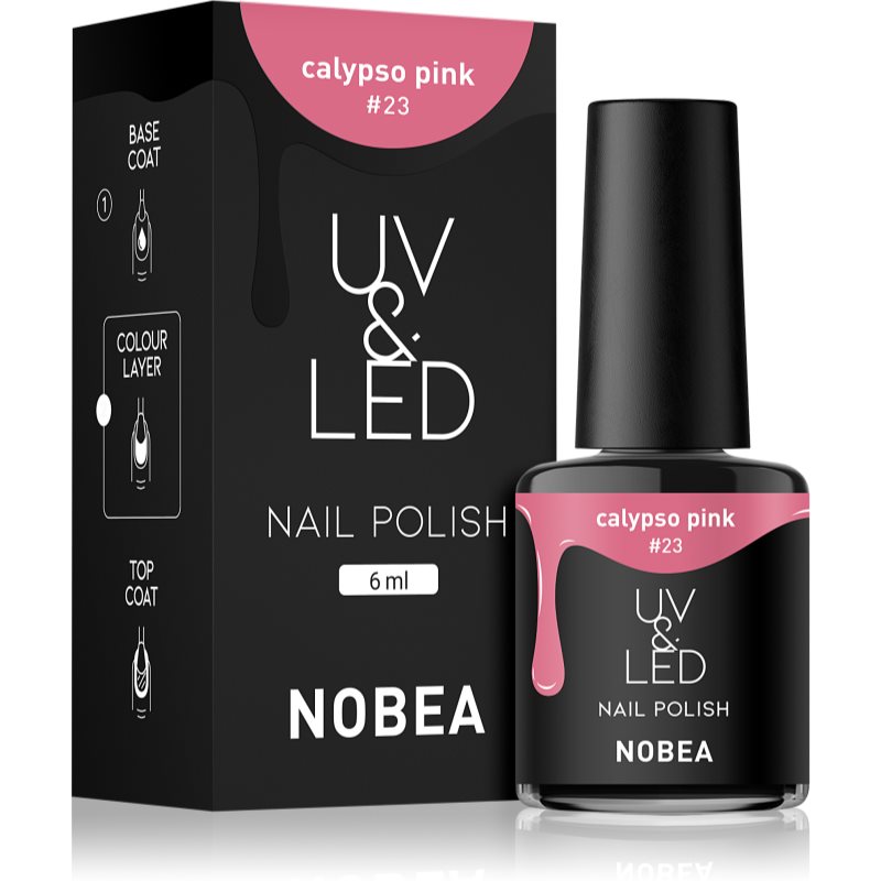  Nobea Uv & Led Nail Polish Hybrydowy Lakier Do Paznokci Z Użyciem Lampy Uv / Led Błyszczący Odcień Calypso Pink #23 6 Ml 