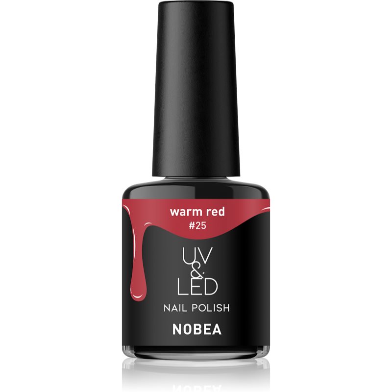NOBEA UV & LED Nail Polish гелевий лак для нігтів з використанням УФ/ЛЕД лампи блискучий відтінок Warm Red #25 6 мл