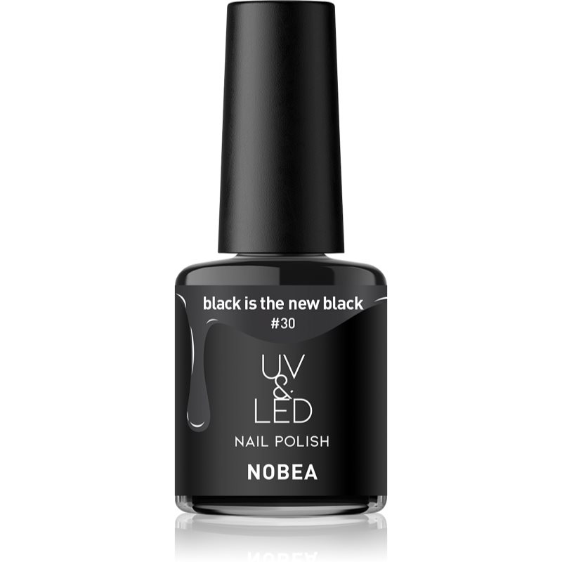 NOBEA UV & LED Nail Polish гелевий лак для нігтів з використанням УФ/ЛЕД лампи блискучий відтінок Black Is The New Black #30 6 мл