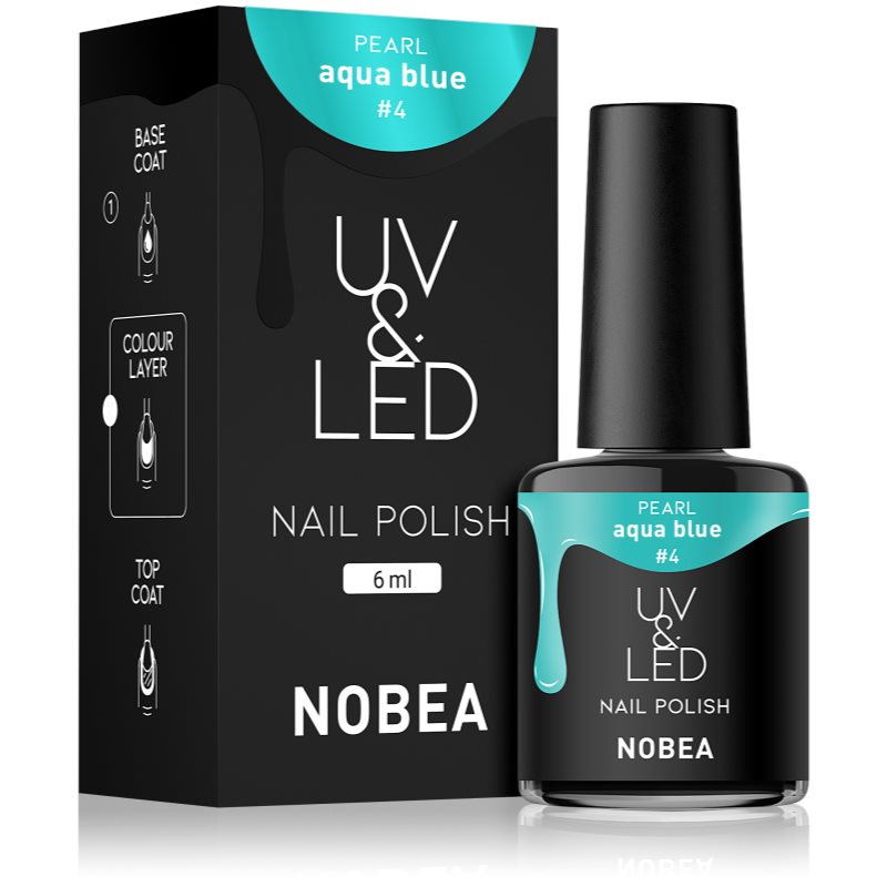 NOBEA UV & LED Nail Polish gélový lak na nechty s použitím UV/LED lampy lesklý odtieň Aqua blue #4 6 ml