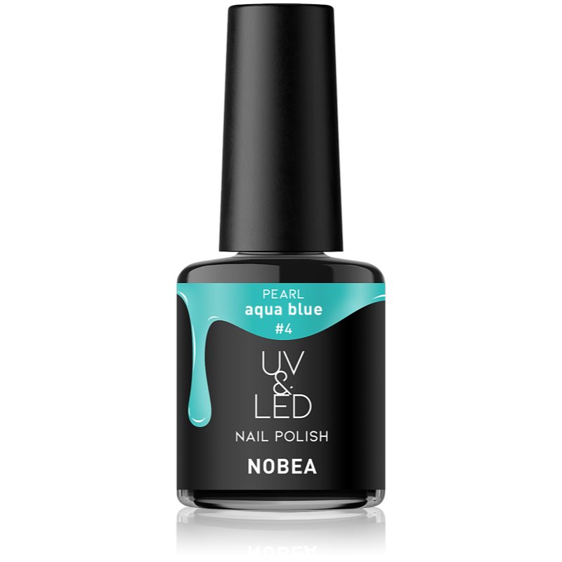NOBEA UV & LED Nail Polish гелевий лак для нігтів з використанням УФ/ЛЕД лампи блискучий відтінок Aqua Blue #4 6 мл