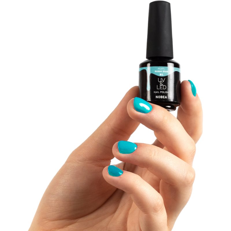 NOBEA UV & LED Nail Polish гелевий лак для нігтів з використанням УФ/ЛЕД лампи блискучий відтінок Aqua Blue #4 6 мл