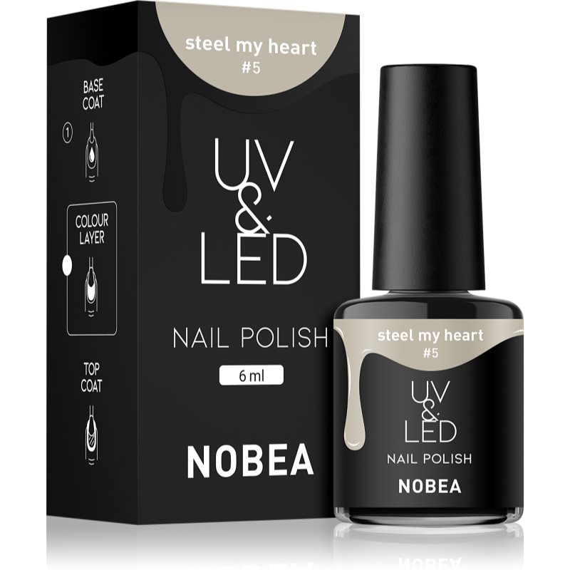 NOBEA UV & LED Nail Polish Gel Nail Polish For UV/LED Hardening Glossy Shade Steel My Heart #5 6 Ml