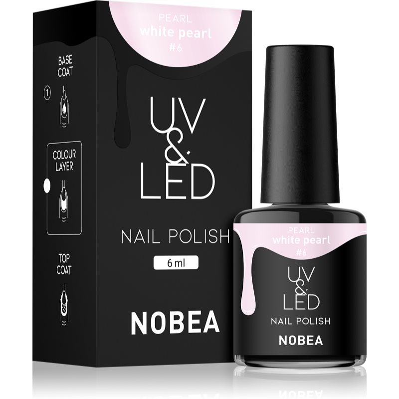 NOBEA UV & LED Nail Polish Gel Nail Polish For UV/LED Hardening Glossy Shade White Pearl #6 6 Ml