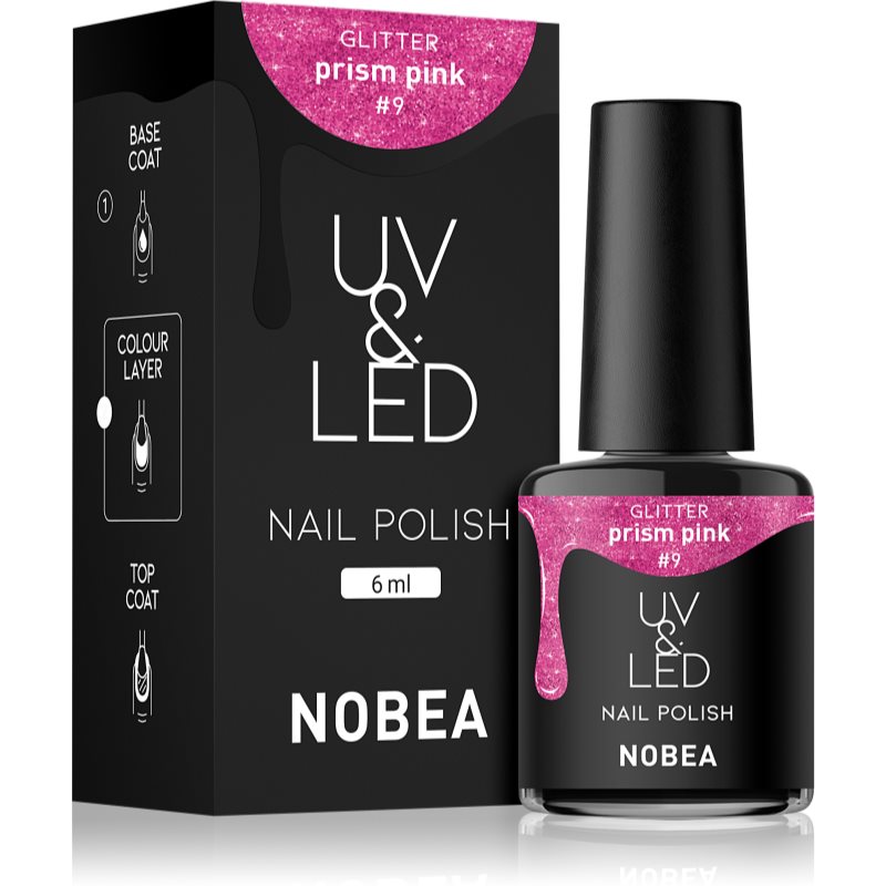 NOBEA UV & LED Nail Polish гелевий лак для нігтів з використанням УФ/ЛЕД лампи блискучий відтінок Prism Pink #9 6 мл