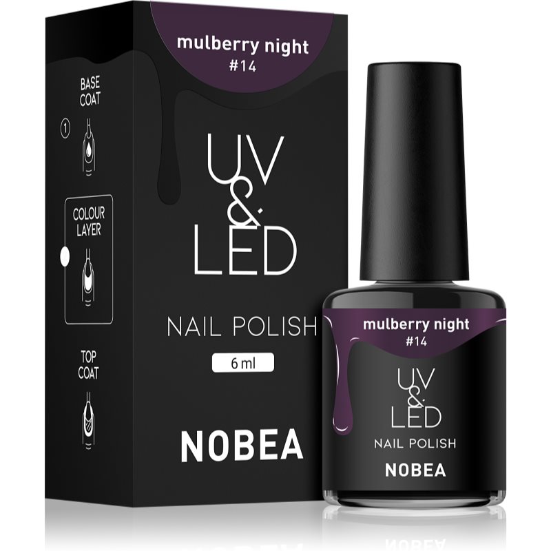 NOBEA UV & LED Nail Polish гелевий лак для нігтів з використанням УФ/ЛЕД лампи блискучий відтінок Mulberry Night #14 6 мл