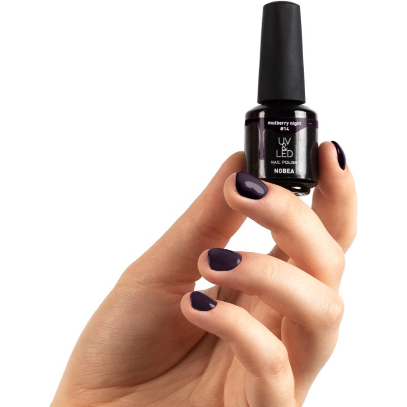 NOBEA UV & LED Nail Polish гелевий лак для нігтів з використанням УФ/ЛЕД лампи блискучий відтінок Mulberry Night #14 6 мл