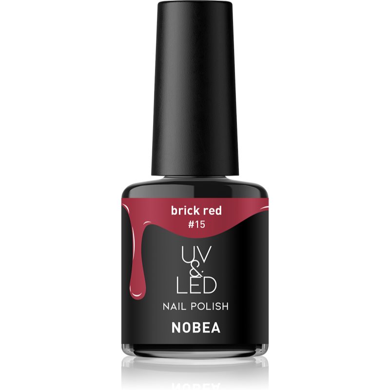 NOBEA UV & LED Nail Polish гелевий лак для нігтів з використанням УФ/ЛЕД лампи блискучий відтінок Brick Red #15 6 мл