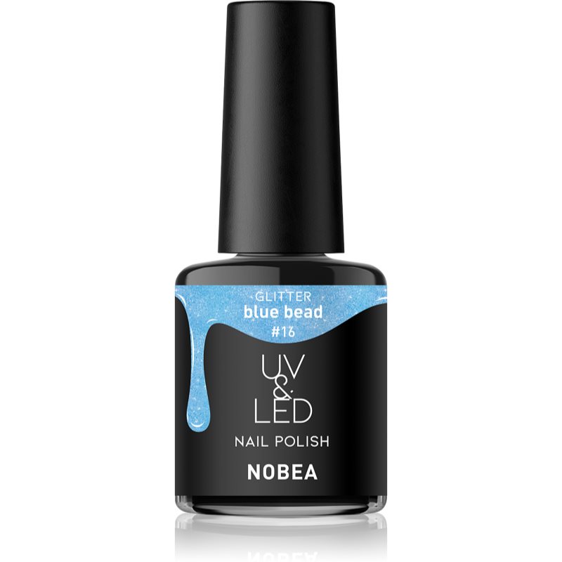 NOBEA UV & LED Nail Polish гелевий лак для нігтів з використанням УФ/ЛЕД лампи блискучий відтінок Blue Bead #16 6 мл