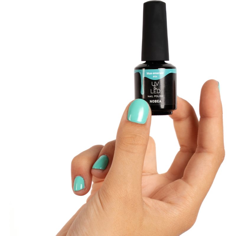 NOBEA UV & LED Nail Polish гелевий лак для нігтів з використанням УФ/ЛЕД лампи блискучий відтінок Emerald Blue #34 6 мл