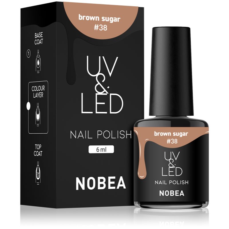 NOBEA UV & LED Nail Polish gélový lak na nechty s použitím UV/LED lampy lesklý odtieň Brown sugar #38 6 ml