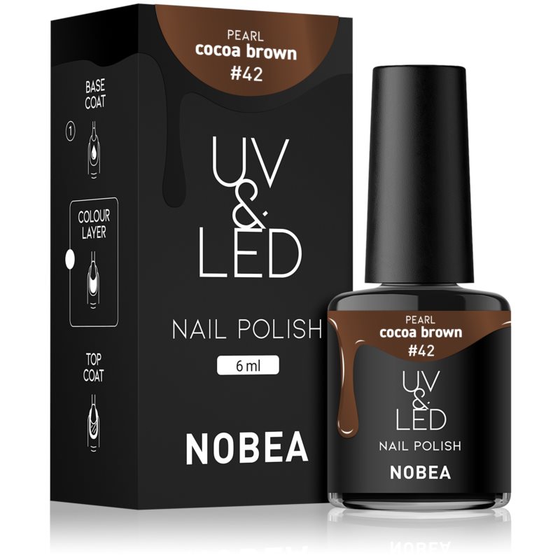 NOBEA UV & LED Nail Polish гелевий лак для нігтів з використанням УФ/ЛЕД лампи блискучий відтінок Cocoa Brown #42 6 мл