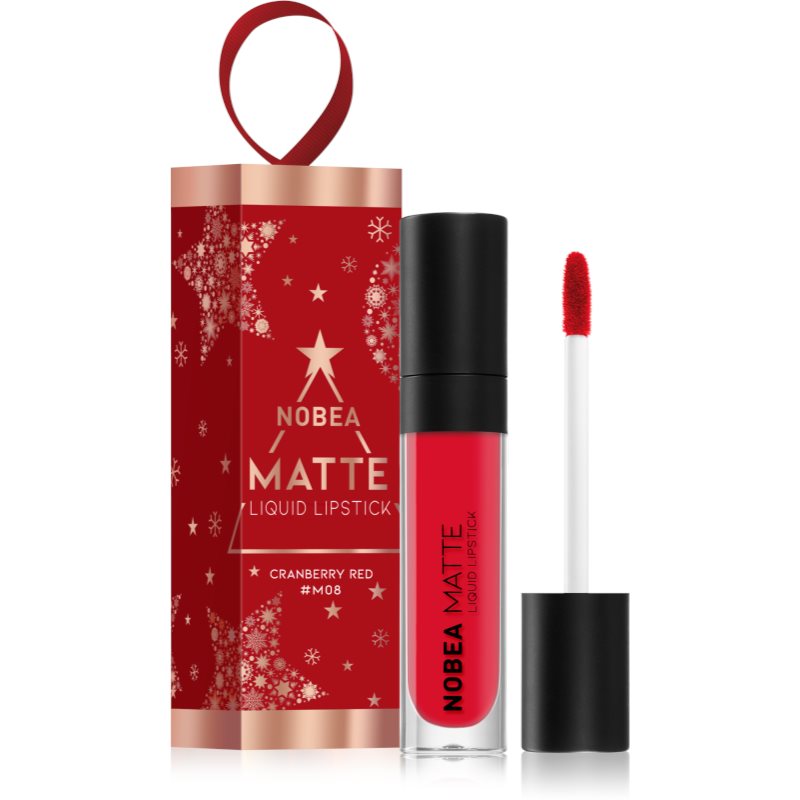 NOBEA Festive Matte Liquid Lipstick mattító folyékony rúzs árnyalat Cranberry Red 7 ml