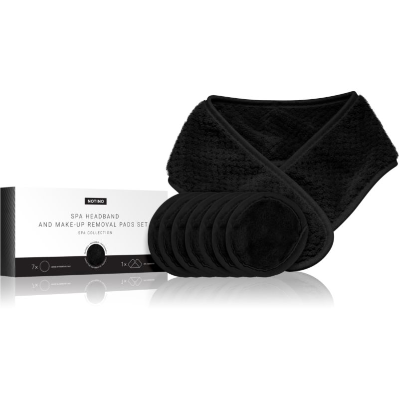 Notino Spa Collection Spa headband and make-up removal pads set sminklemosó szett spa fejpánttal Black 7 db