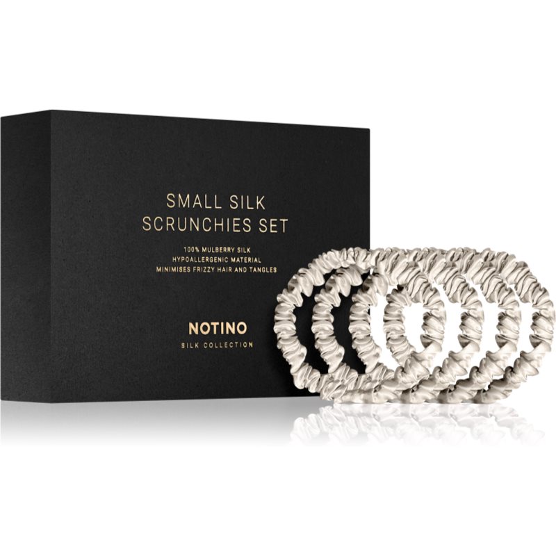 Notino Silk Collection Small Scrunchie Set súprava hodvábnych gumičiek do vlasov Cream odtieň