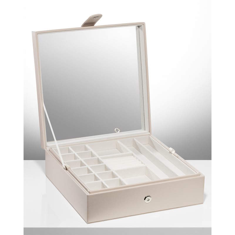 Notino Classy Collection Big Jewellery Box With Mirror Jewellery Box Beige 26 X 26 X 9 Cm 1 Pc