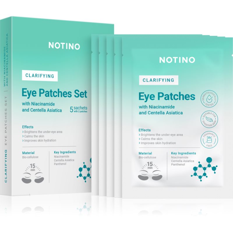 Notino Clarifying Brightening Bio-Cellulose Eye Patches Set with Niacinamide and Centella Asiatica Verhelderende Masker voor Oogcontouren