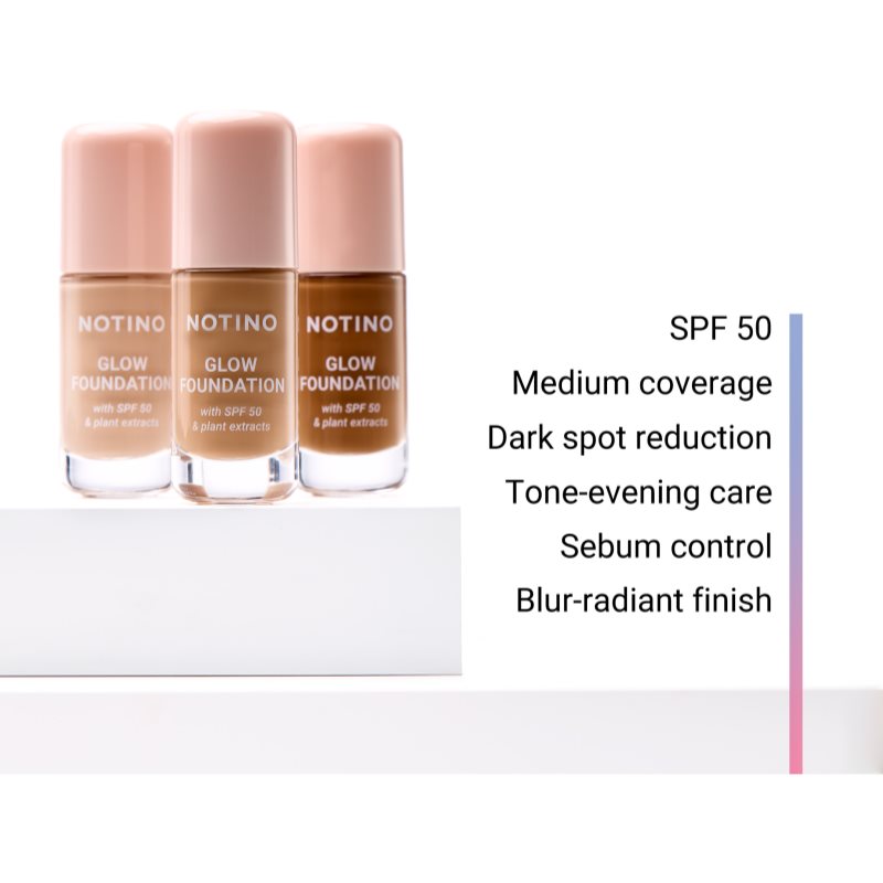 Notino Foundation Glow foundation with SPF 50 & plant extracts rozjasňujúci make-up SPF 50 02 Medium Deep Neutral 30 ml (obrázok 3)