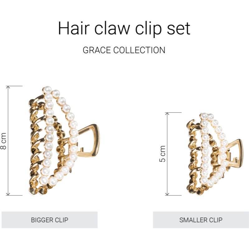 Notino Grace Collection Faux Pearl Hair Claw Clips шпилька-краб для волосся 2 кс