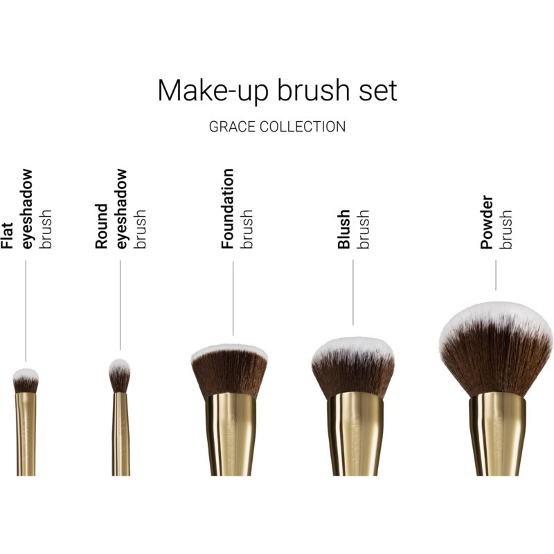 Notino Grace Collection Make-up Brush Set With Cosmetic Bag Набір пензлів з косметичкою
