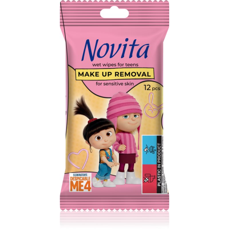 NOVITA Make-up Removal вологі серветки для зняття макіяжу для чутливої шкіри 12 кс