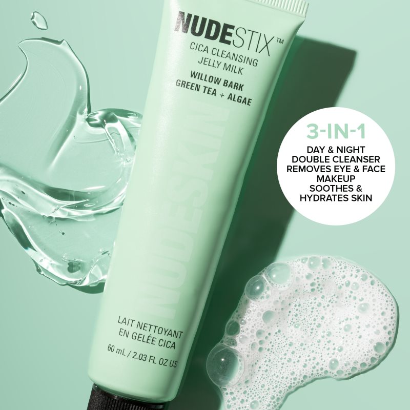 Nudestix Nudeskin Cica Cleansing Jelly Milk Gel Makeup Remover And Cleanser With Soothing Effect 60 Ml
