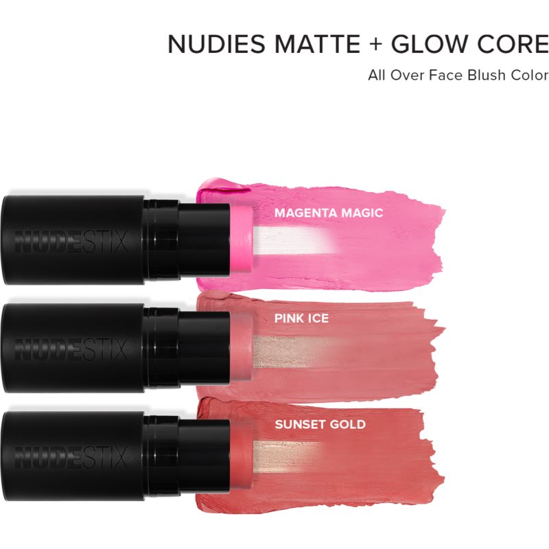 Nudestix Nudies Matte + Glow Core багатофункціональний засіб для макіяжу очей, губ і обличчя відтінок Magenta Magic 6 гр