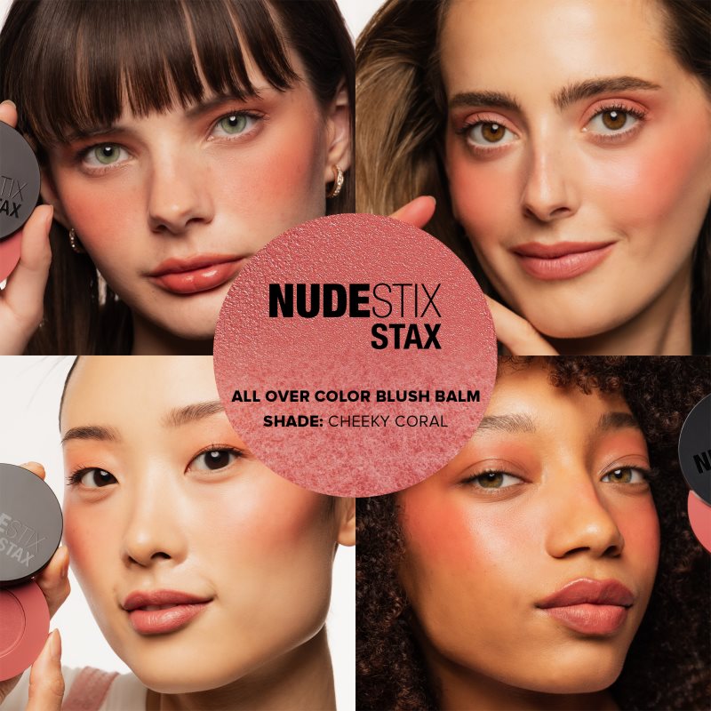 Nudestix Stax All Over Color Blush Balm багатофункціональний засіб для макіяжу очей, губ і обличчя відтінок Cheeky Coral 2,5 гр