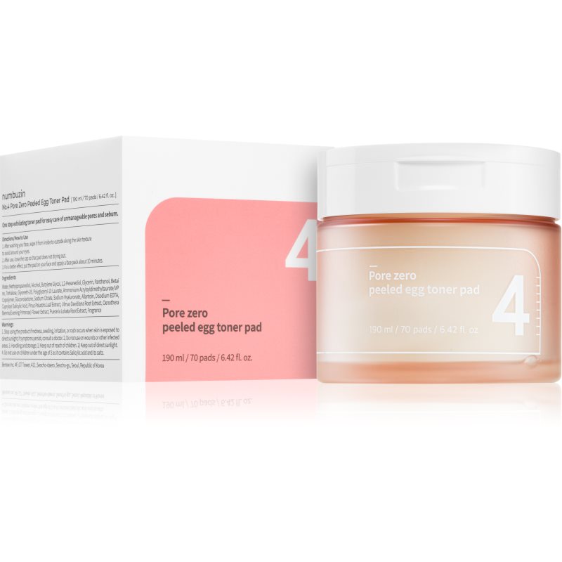 Numbuzin No. 4 Pore Zero Peeled Egg Toner Pad Peeling-Pads für das Gesicht gegen ein glänzendes Gesicht und erweiterte P...