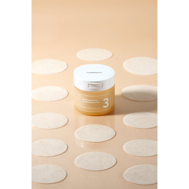Numbuzin No. 3 Radiance Glowing Jumbo Essence Pad tonizační polštářky pro rozjasnění a hydrataci 70 ks (obrázek 5)