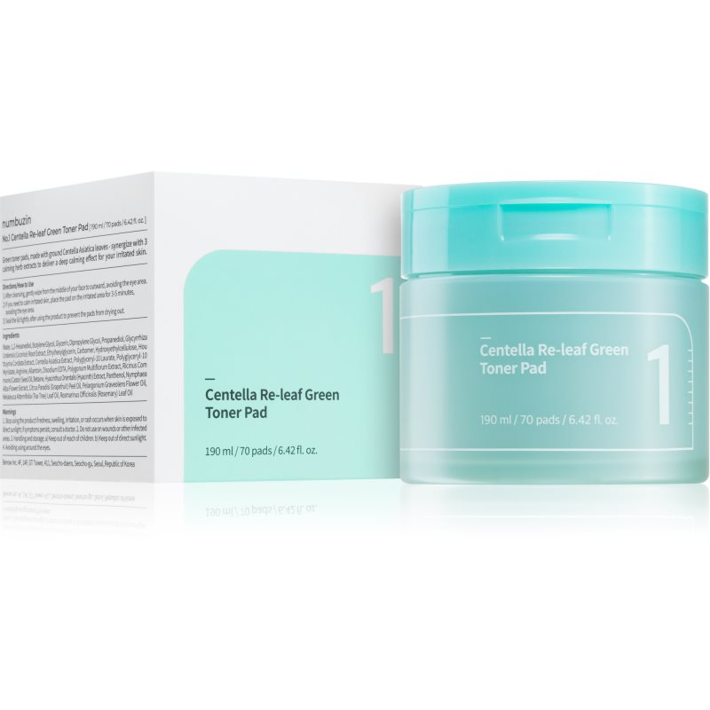 Numbuzin No. 1 Centella Re-Leaf Green Toner Pad tonisierende Pads zur Beruhigung der Haut 70 St.