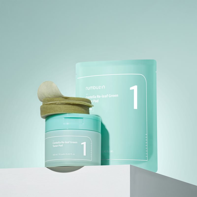 Numbuzin No. 1 Centella Re-Leaf Green Toner Pad tonizační polštářky pro zklidnění pleti 70 ks (obrázek 8)
