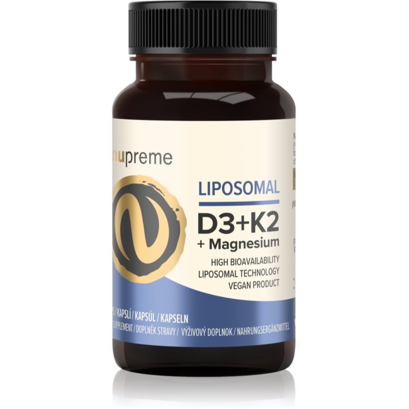 E-shop Nupreme Liposomal D3 + K2 + Magnesium kapsle pro normální funkci imunitního systému, stav kostí, zubů a činnost svalů 30 cps