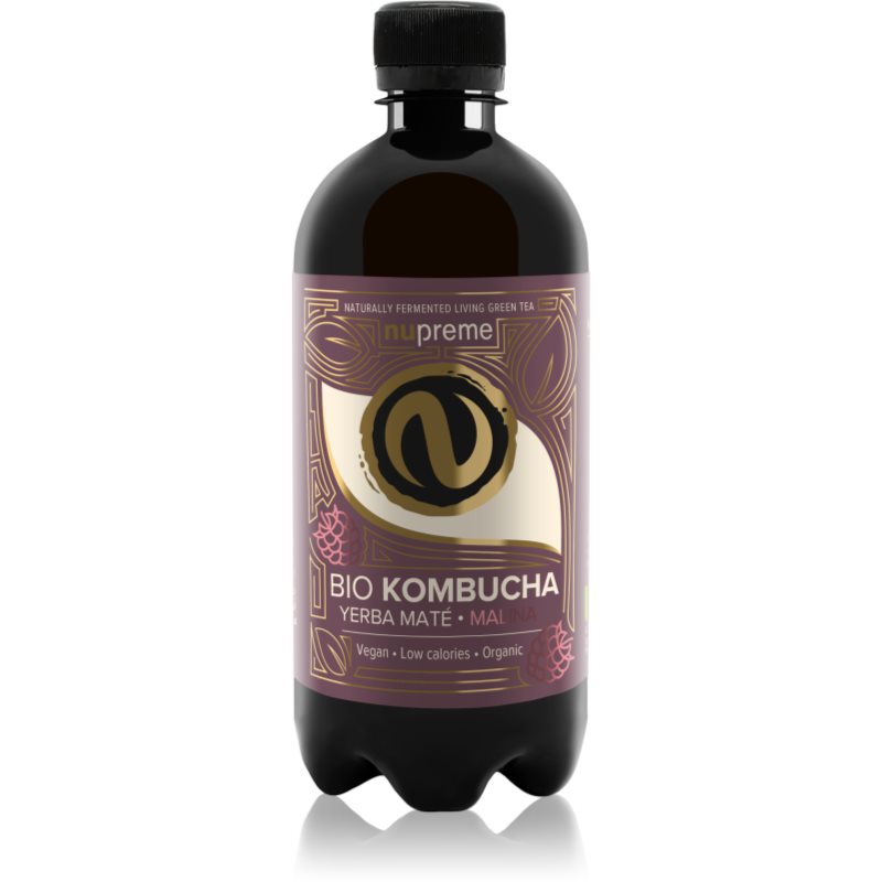 Nupreme Kombucha BIO probiotický nápoj v BIO kvalite príchuť Yerba Maté & Raspberry 400 ml