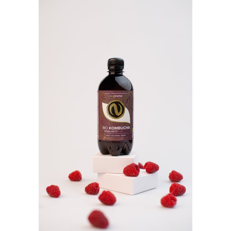 Nupreme Kombucha BIO probiotický nápoj v BIO kvalitě příchuť Yerba Maté & Raspberry 400 ml (obrázek 3)