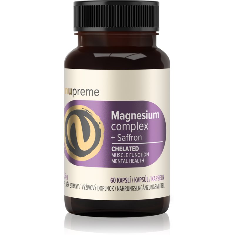 Nupreme Magnesium Complex + Saffron Chelated kapsuly pre normálnu činnosť nervovej sústavy a normálny stav zubov 60 cps