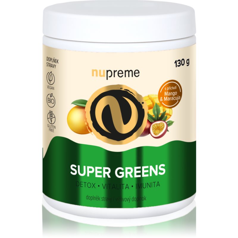 Nupreme Super Greens BIO prášok na podporu detoxikácie organizmu príchuť Mango & Maracuja 130 g