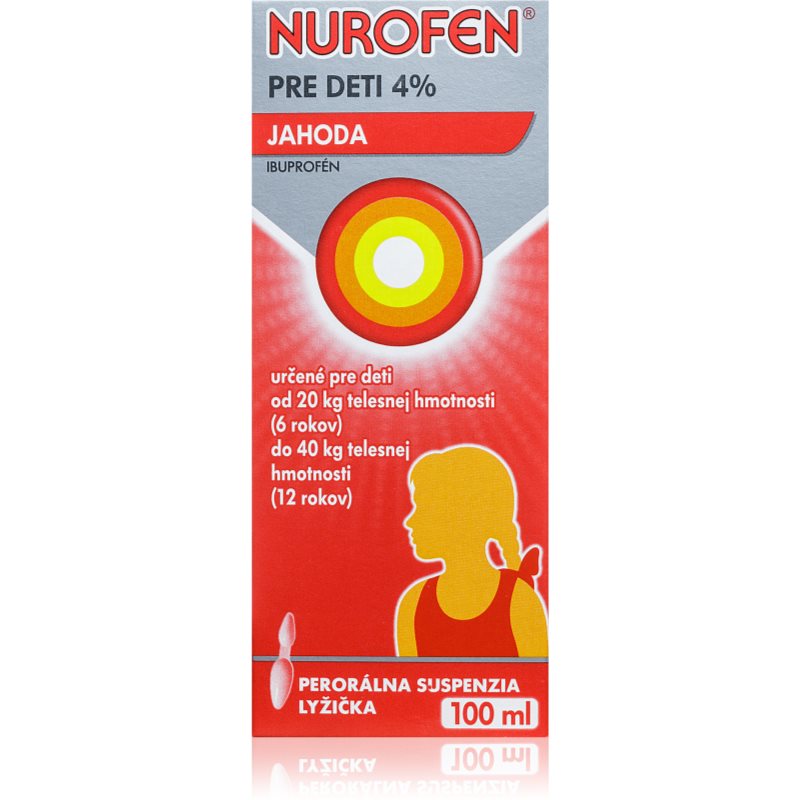 Nurofen Nurofen pre deti 4% jahoda 40 mg/ml perorálna suspenzia na zníženie horúčky a tlmenie bolesti pre deti 100 ml kúpite na Notino.sk