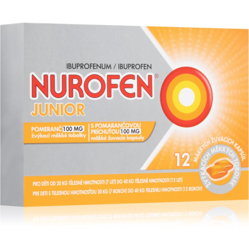 Nurofen Junior Pomeranč 100mg žuvacie mäkké tobolky pri chrípke a prechladnutí 12 cps kúpite na Notino.sk