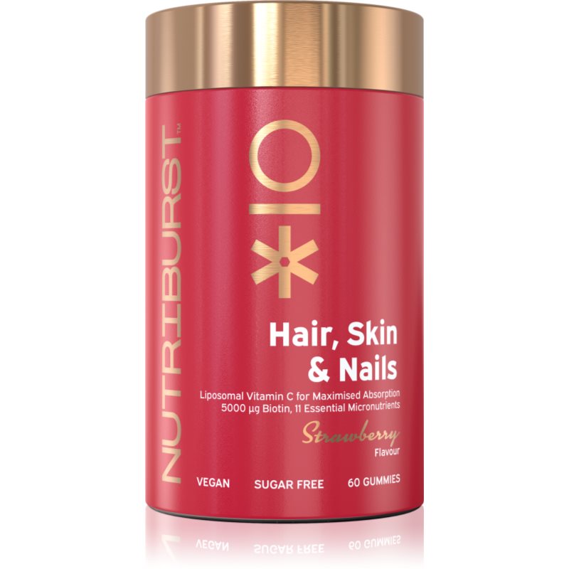 Nutriburst Advanced Hair, Skin & Nails žvýkací měkké tobolky pro krásné vlasy, pleť a nehty příchuť Strawberry 60 ks