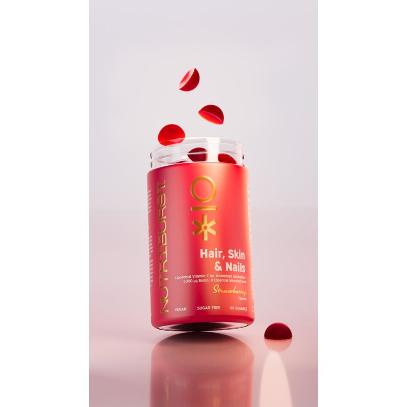 Nutriburst Advanced Hair, Skin & Nails Gummies želé bonbóny pro krásné vlasy, pleť a nehty příchuť Strawberry 60 ks (obrázek 3)