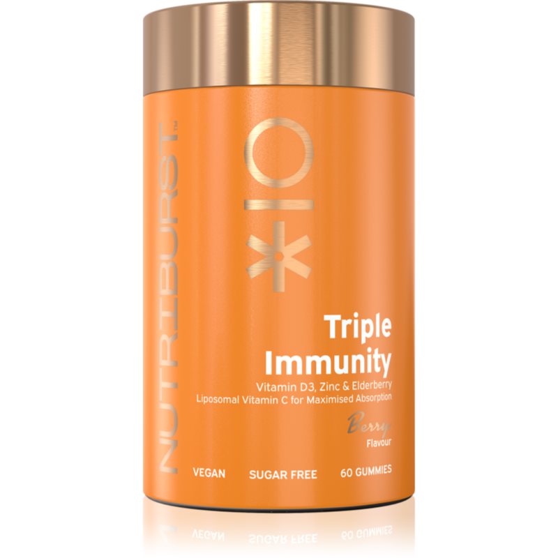 Nutriburst Advanced Triple Immunity žvýkací měkké tobolky pro podporu imunitního systému příchuť Berry 60 ks