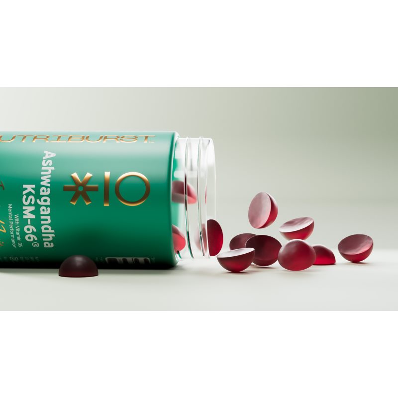 Nutriburst Advanced Ashwagandha KSM-66® Gummies želé bonbóny pro udržení energie a kognitivní výkonnosti příchuť Tropical Fruit 60 ks (obrázek 3)